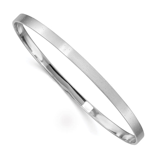Sterling Silver Rhodium-plated 4.00mm Satin Slip-on Bangle 8 inches