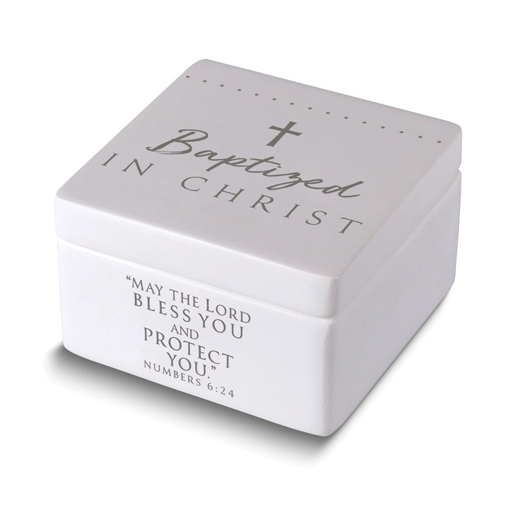 White Resin Baptized In Christ Keepsake Box
