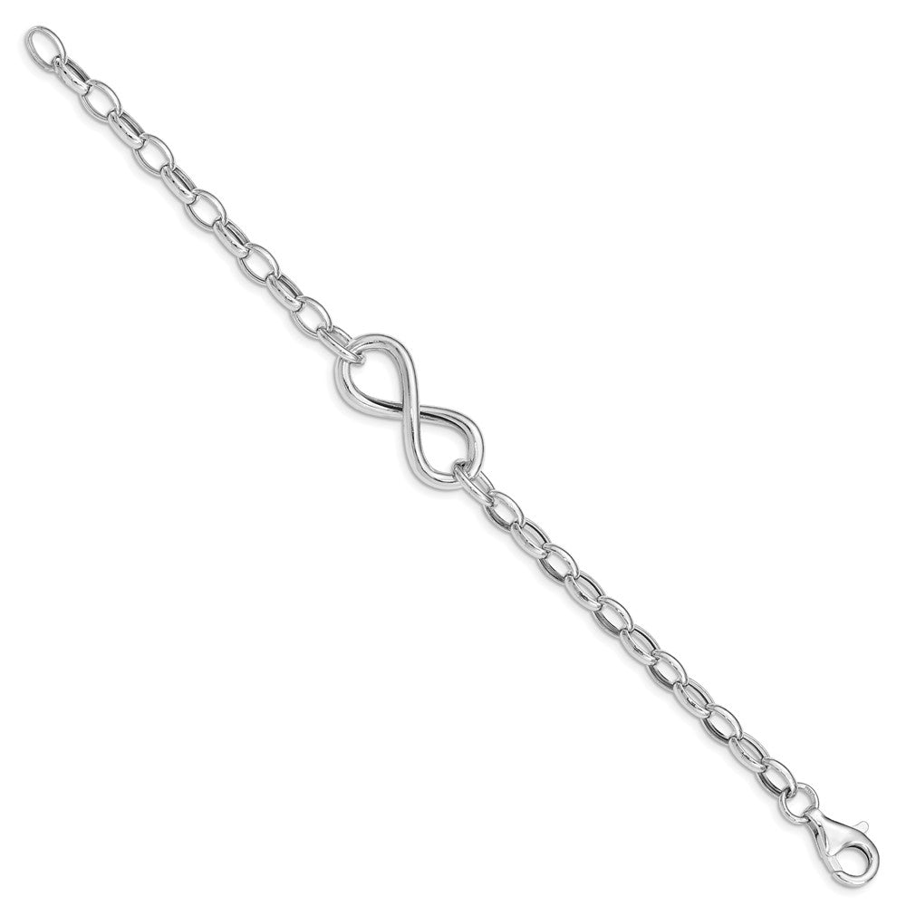 Sterling Silver Rhodium Plated Polished Infinity Link Bracelet 7.5 inches