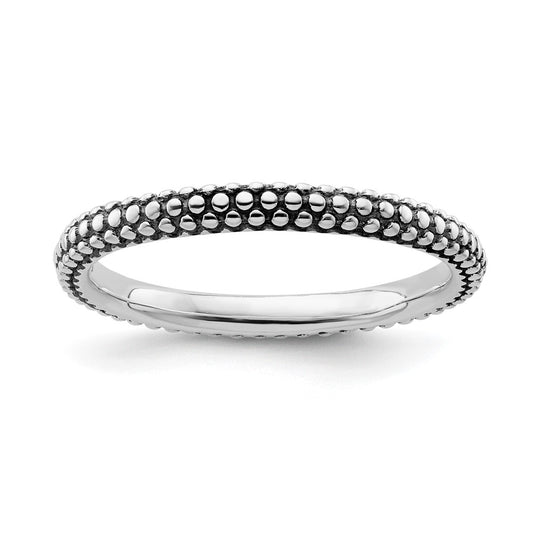 Sterling Silver Stackable Expressions Antiqued Ring Size -8