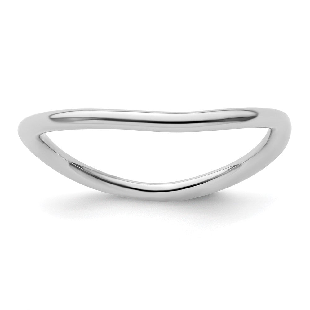 Sterling Silver Stackable Expressions Polished Rhodium-plate Wave Ring Size -6