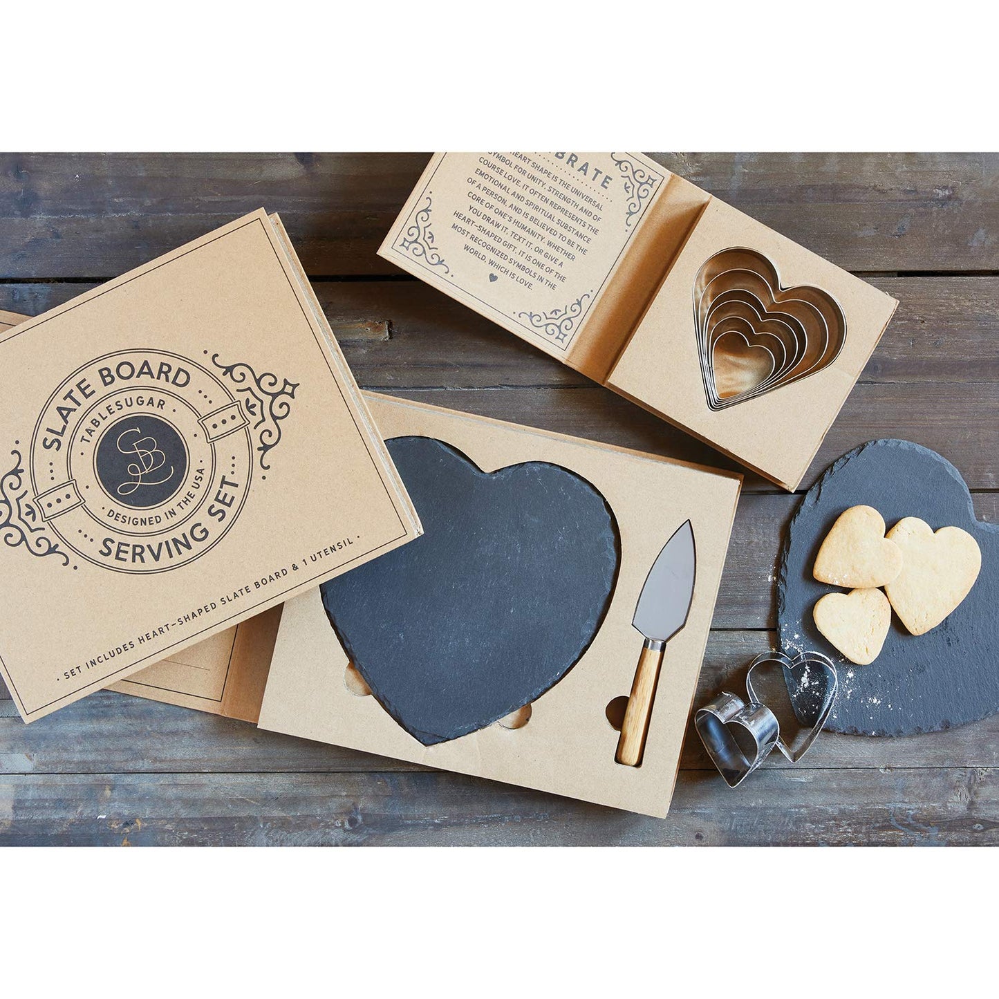 Santa Barbara Design Studio Table Sugar Cardboard Box Gift Set, 2-Pieces, Slate board Serveware