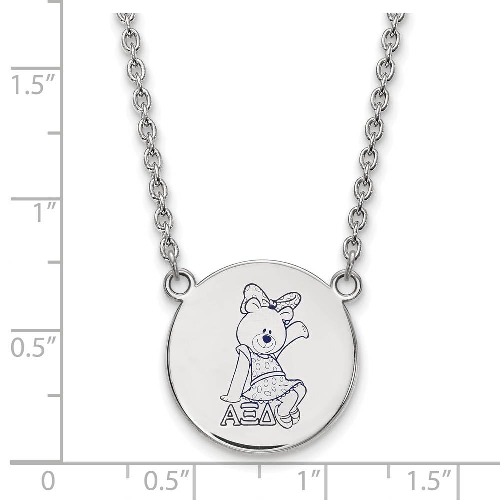Sterling Silver 18in Official Licensed Greek Sororities Alpha Xi Delta (???) Small Enamel Pendant w/Necklace