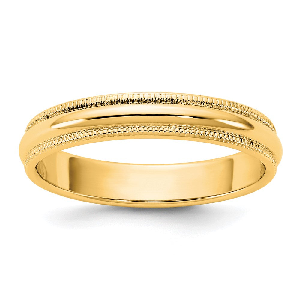 14KY 3.5mm Milgrain Half Round Band Size 7