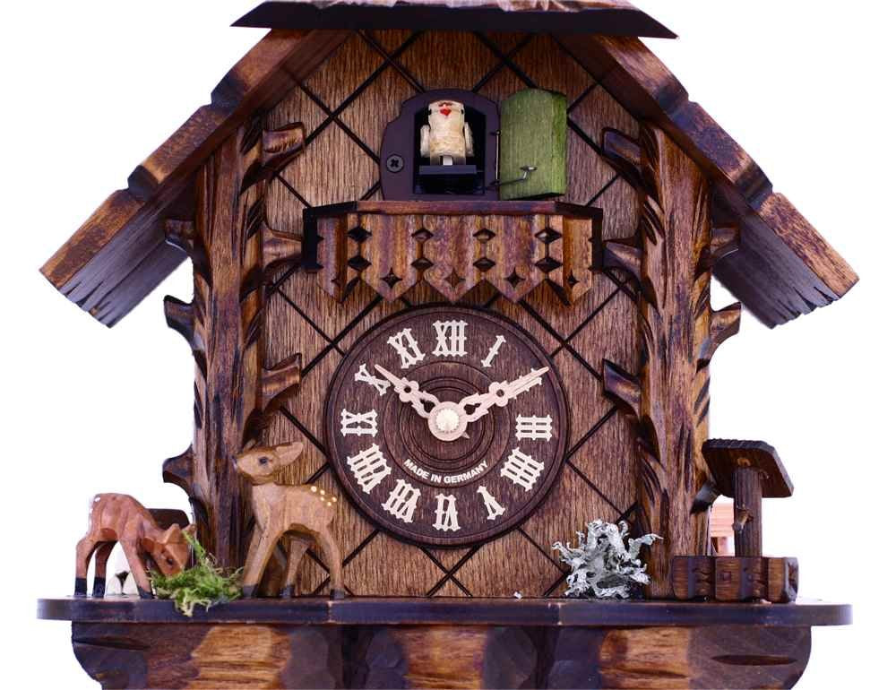 River City Clocks Musical Cuckoo Clock with Hand-carved Case and Feeding Deer