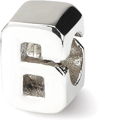 The Black Bow Sterling Silver Block Style, Number 6 Bead Charm