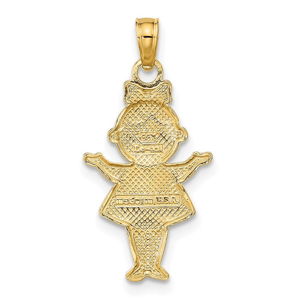14K Textured w/Rhodium Girl Charm
