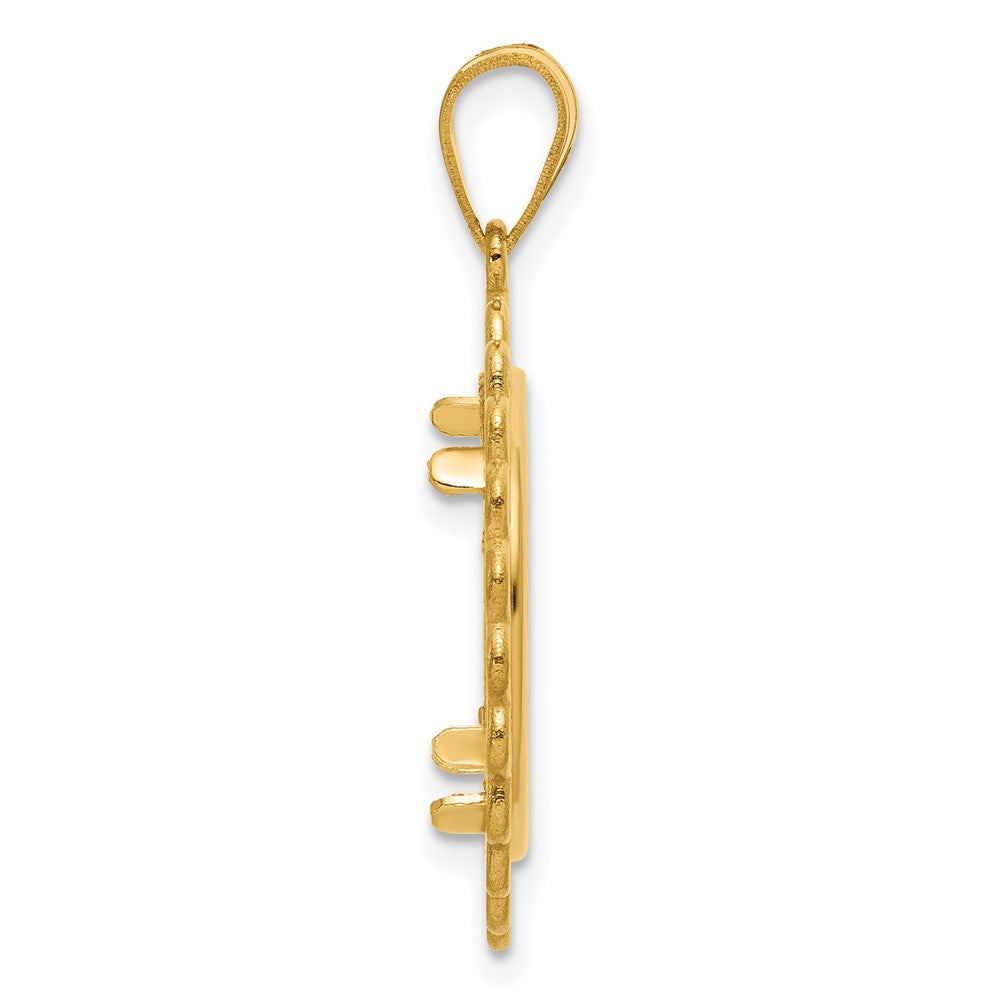 14k Polished Loop with 16.5mm Prong Coin Bezel Pendant