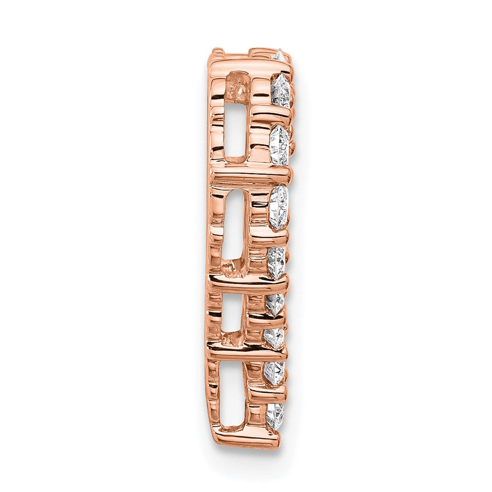 14k Rose Gold 1 carat Lab Grown Diamond VS/SI+ G+ Heart Chain Slide Pendant