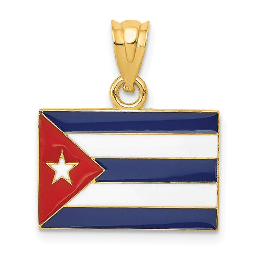 14k Enameled Cuba Flag Pendant