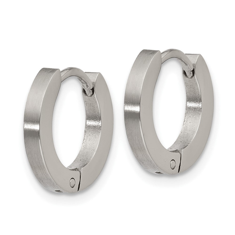 Stainless Steel Brushed and Polished 2mm Hinged Hoop Earrings