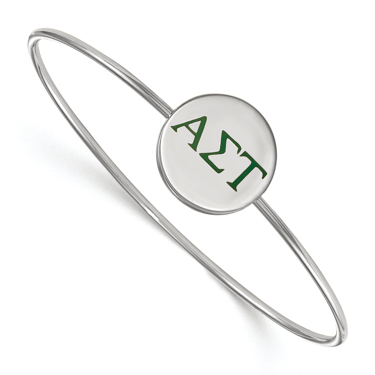 Sterling Silver Official Licensed Greek Sororities 7in Alpha Sigma Tau (???) Enameled Slip-on Bangle