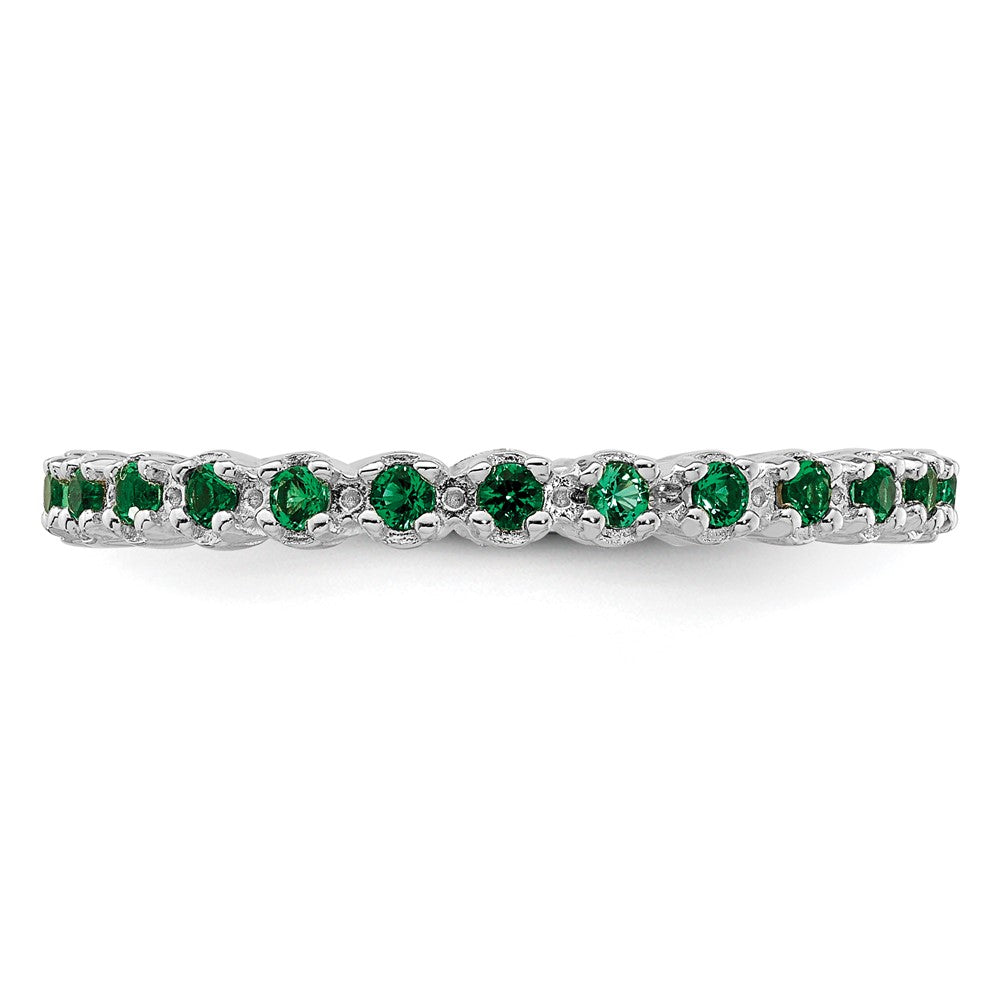 Sterling Silver Stackable Expressions Created Emerald Ring Size -9