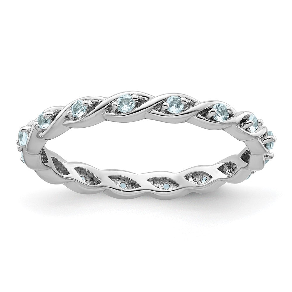 Sterling Silver Stackable Expressions Aquamarine Ring Size -5