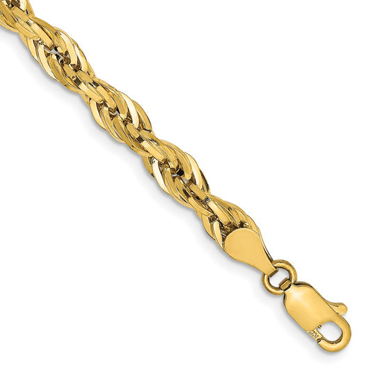 14K 7 inch 4.75mm Semi Solid Rope with Lobster Clasp Chain 7  inches
