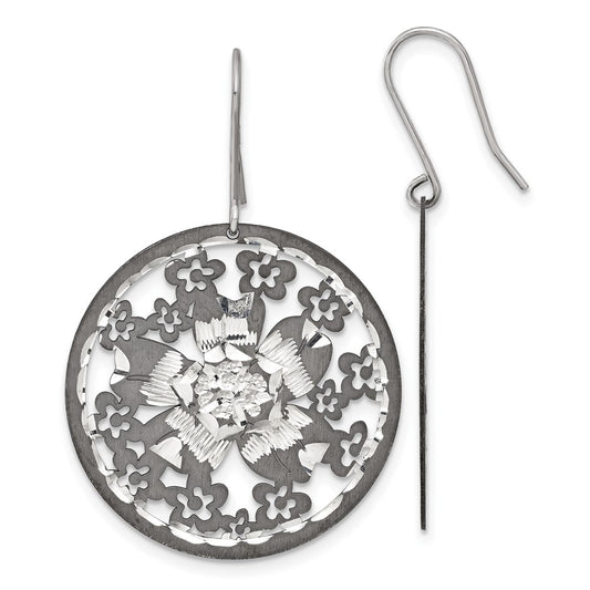 Sterling Silver and Ruthenium-plated Floral Earrings