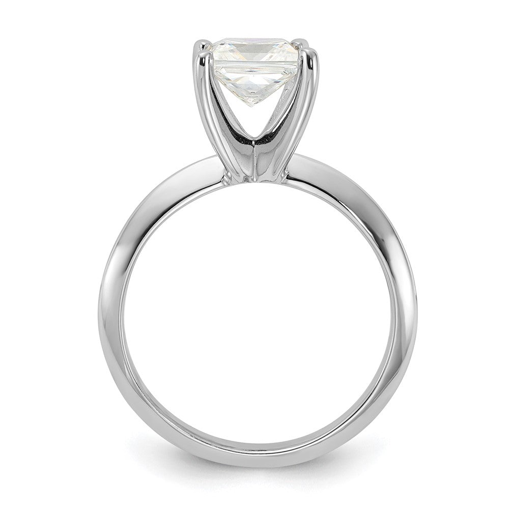 Sterling Silver Rhodium-plated 6.5mm Princess Cut Diamonore CZ Ring