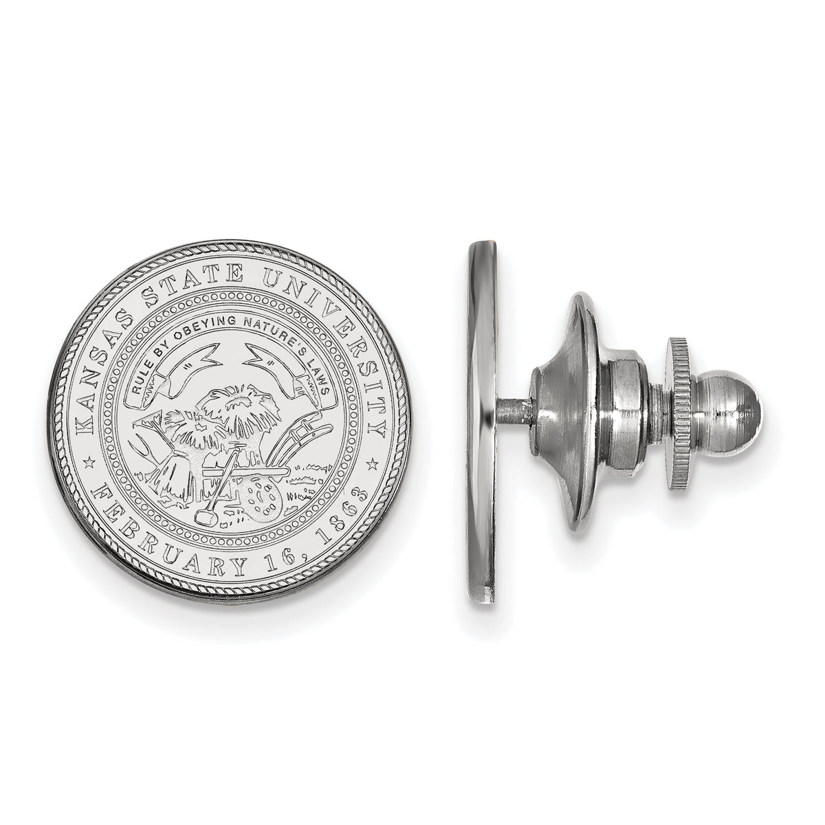 LogoArt Sterling Silver Rhodium-plated Kansas State University Crest Lapel Pin