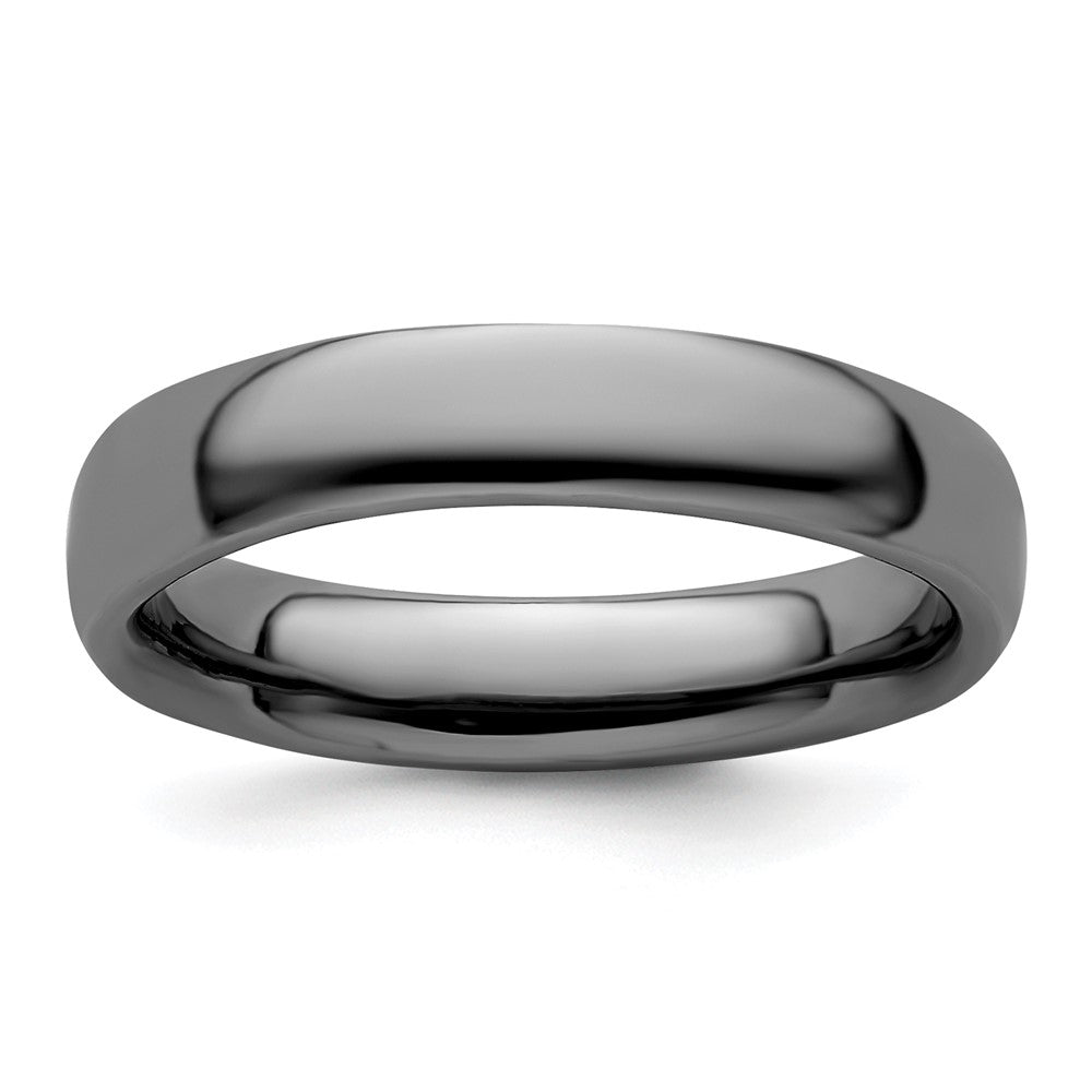 Sterling Silver Stackable Expressions Black-plated Polished Ring Size -5