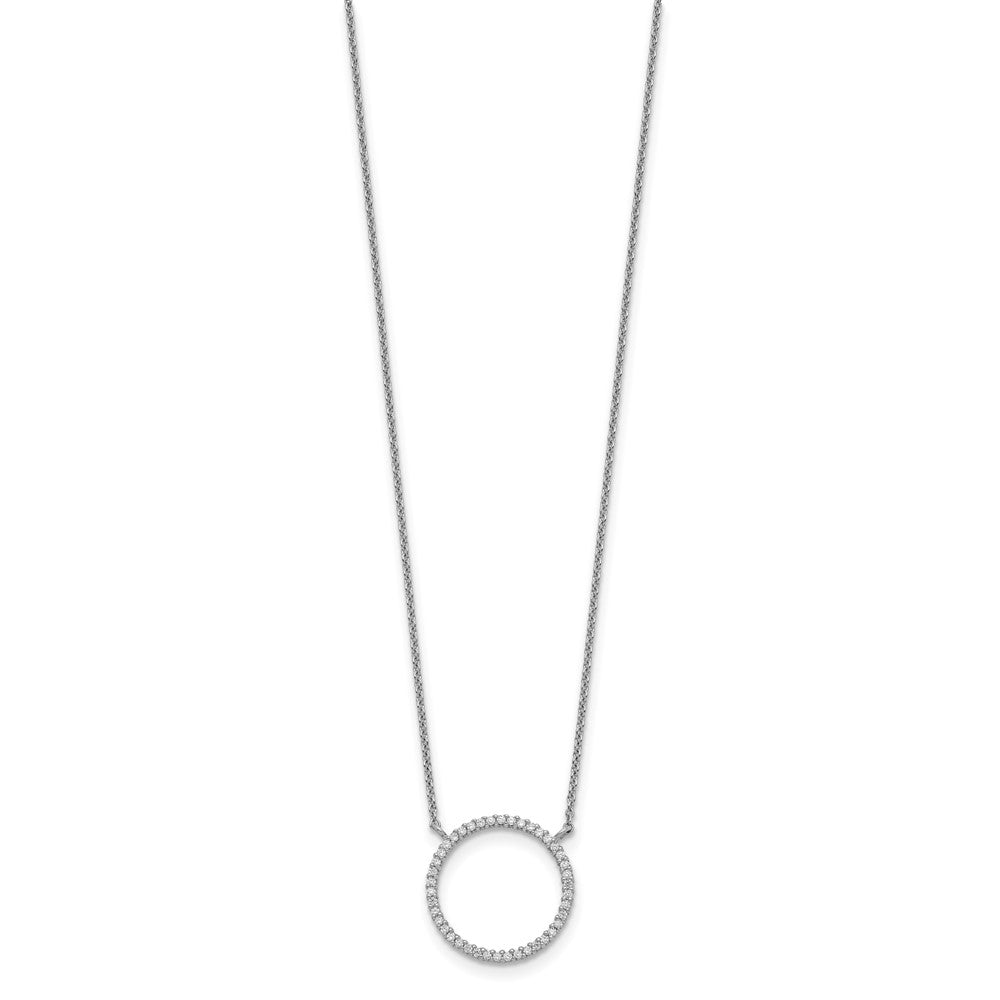 Sterling Silver Circle CZ Necklace 18 Inches