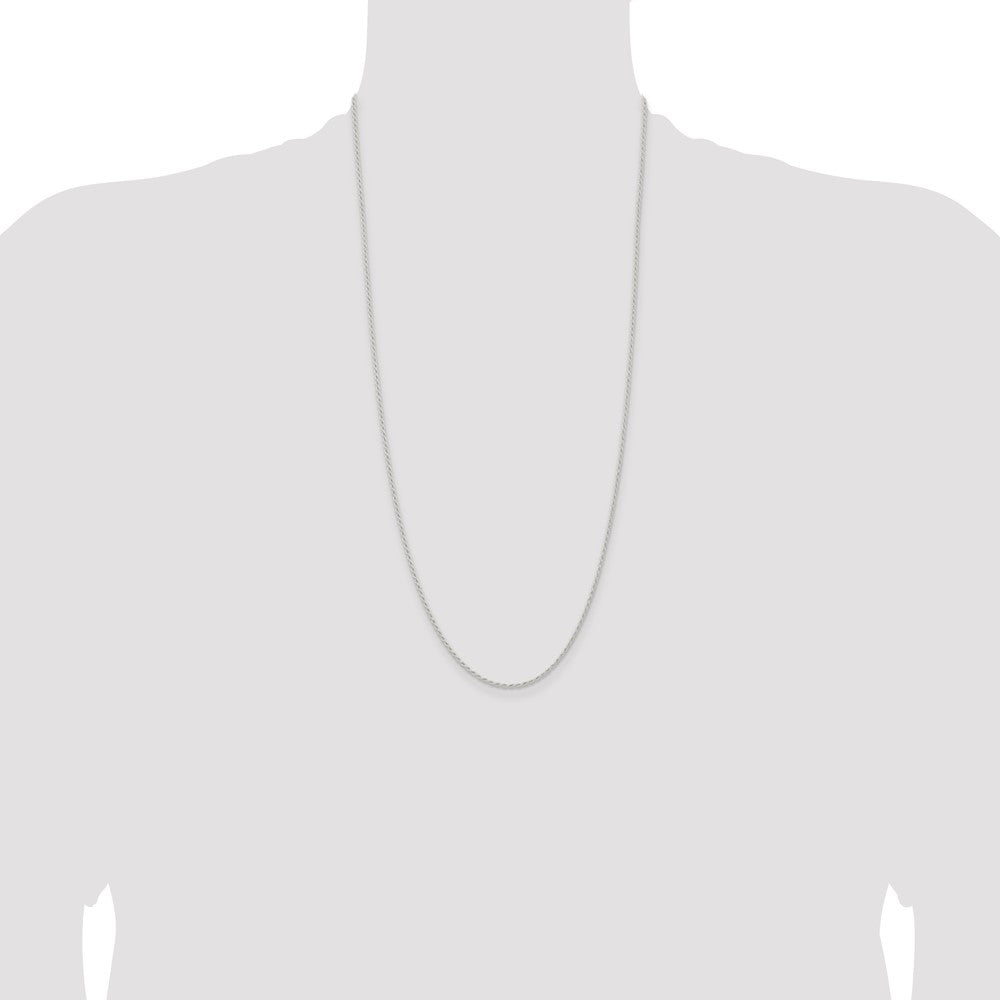 Sterling Silver 1.5mm Solid Rope Chain 28 Inches