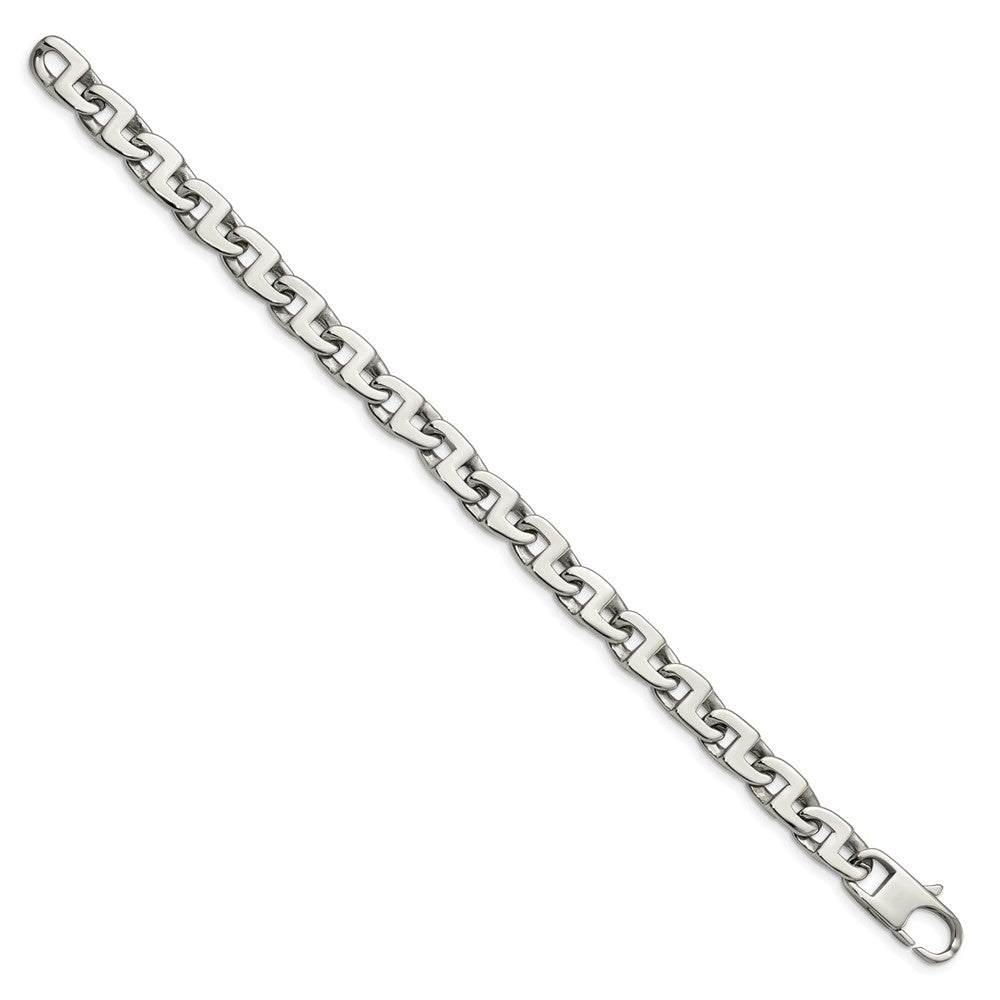 Stainless Steel Polished Fancy Square Link 8.5in Bracelet 8.5 inches