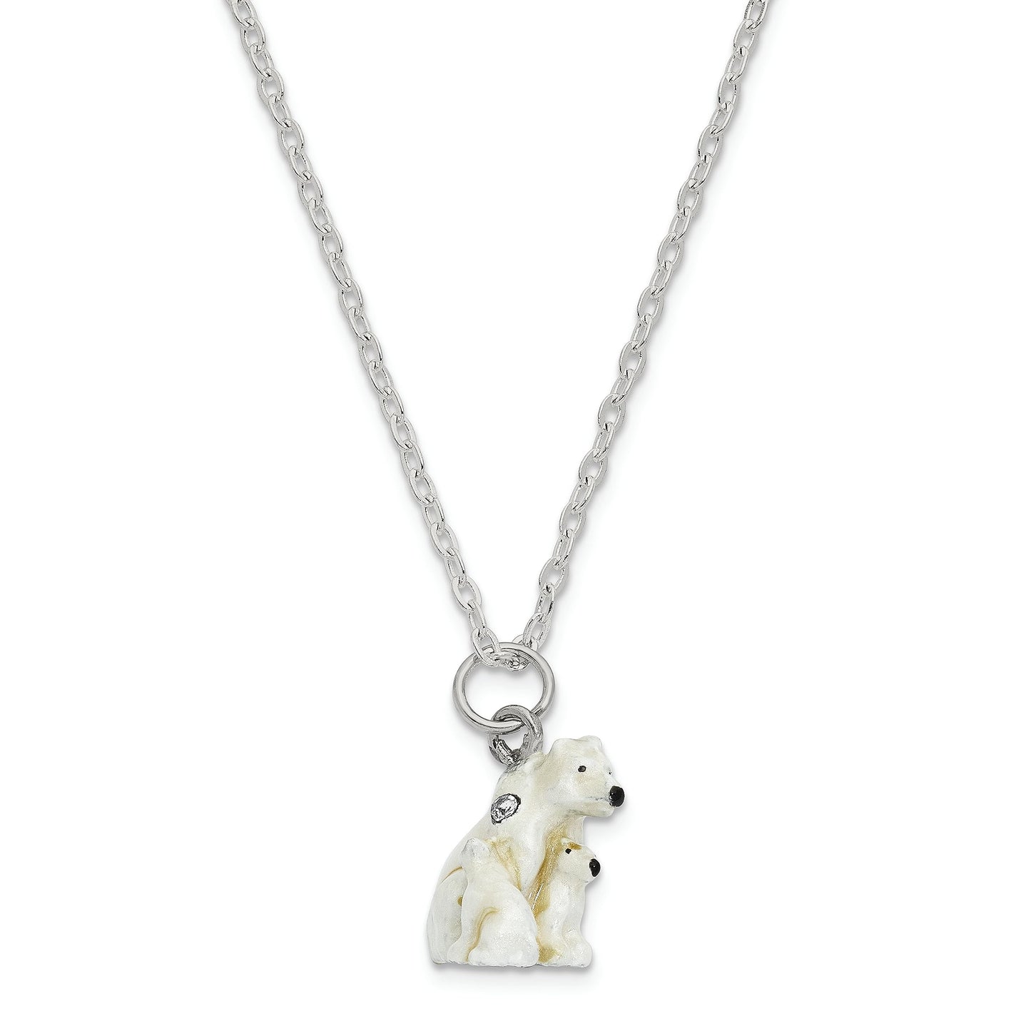 Bejeweled Polar Bear & Cubs Trinket Box with Charm Pendant