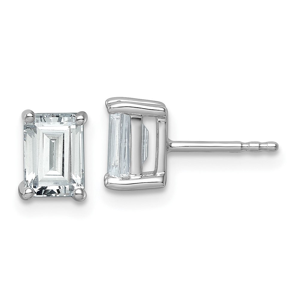 14k White Gold 2 carat Certified Lab Grown Diamond VS/SI+ G+ Emerald Complete Four Prong Stud Earrings