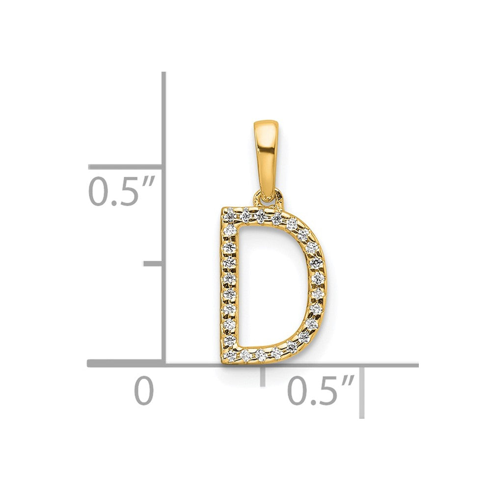 14K Diamond Letter D Initial Pendant