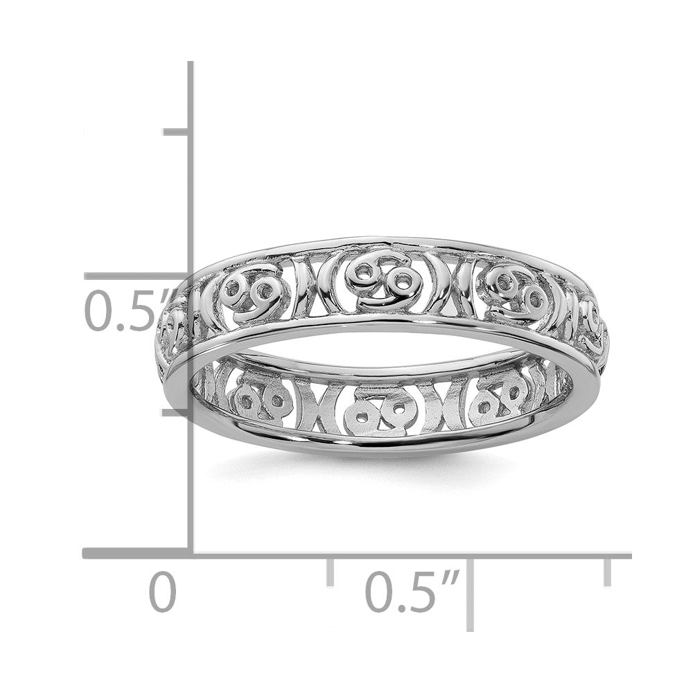Sterling Silver Stackable Expressions Cancer Zodiac Ring Size -7
