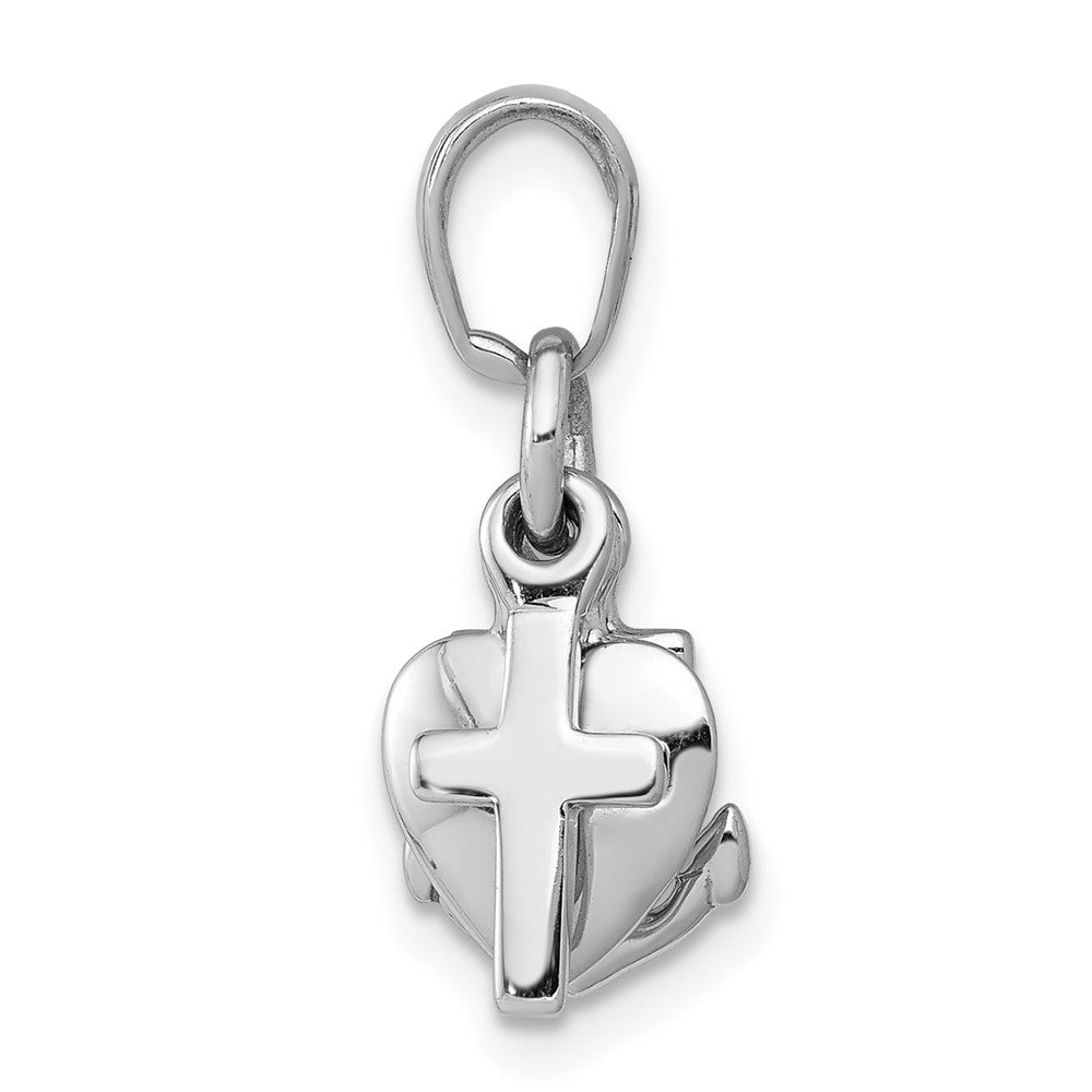 De-Ani Sterling Silver Rhodium-Plated 3D Moveable Anchor / Heart / Cross Pendant