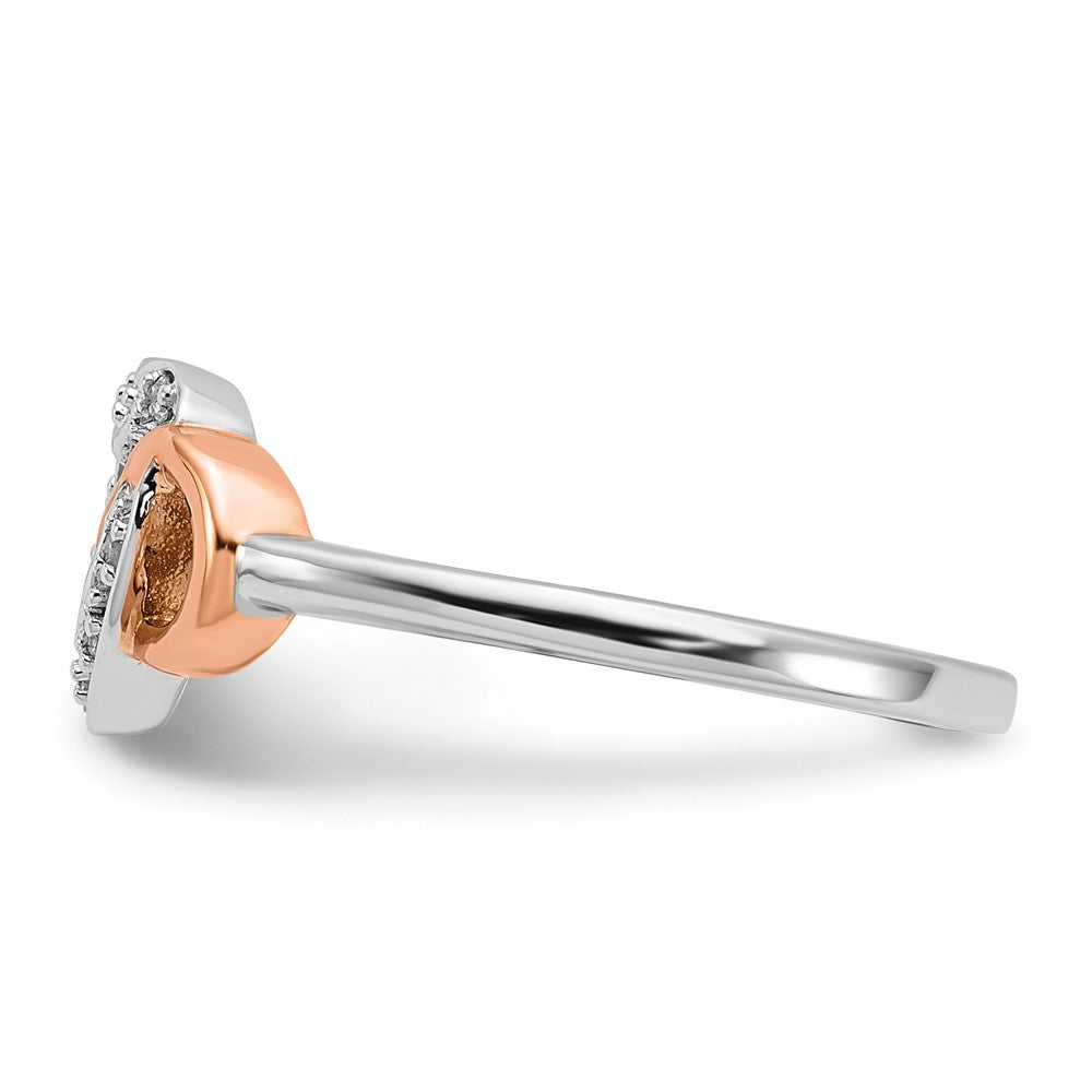 10K Two Tone Diamond Infinity with Heart Ring