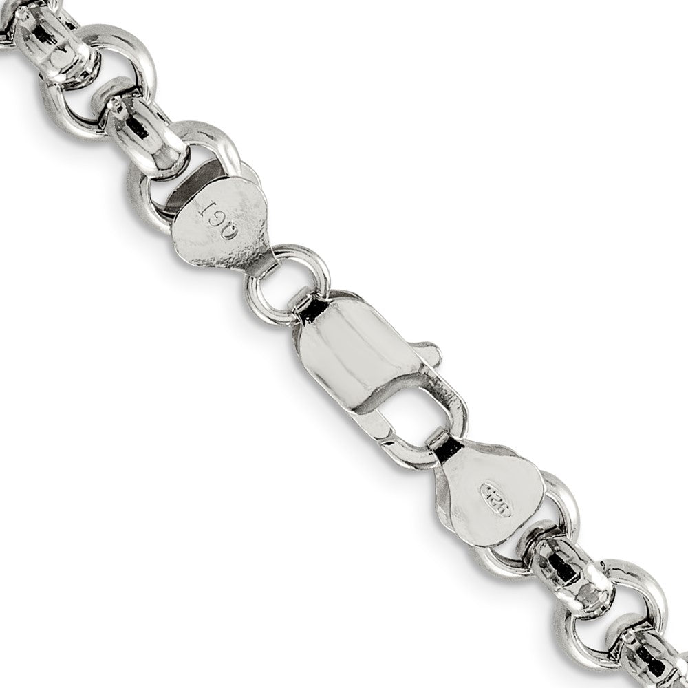Sterling Silver 7.75mm Semi-solid Rolo Chain 20 Inches