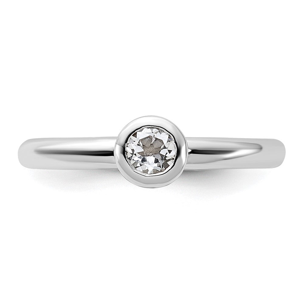 Sterling Silver Stackable Expressions Low 4mm Round White Topaz Ring Size -7