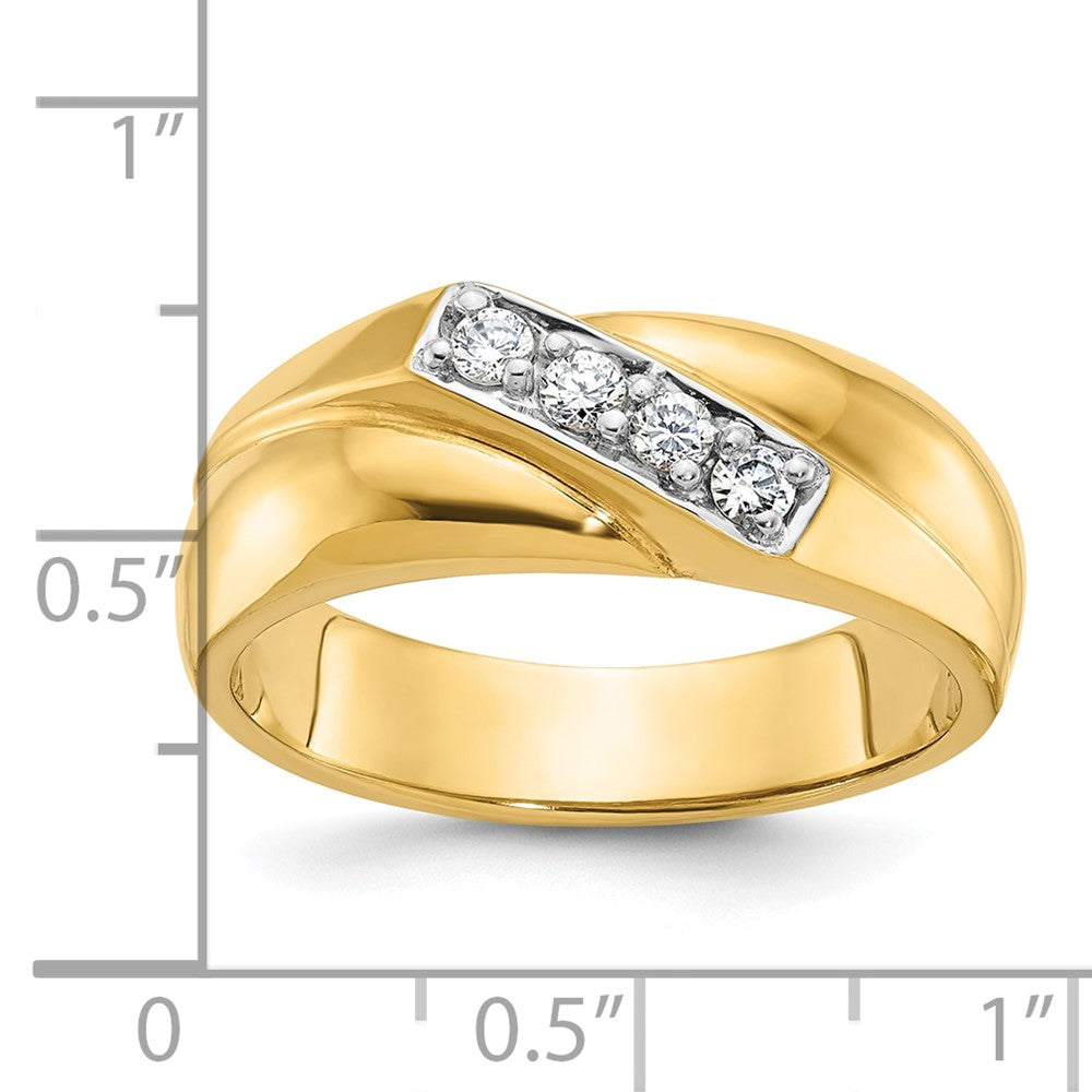 14k IBGoodman Men's Polished Curved Bypass 4-Stone Ring Mounting