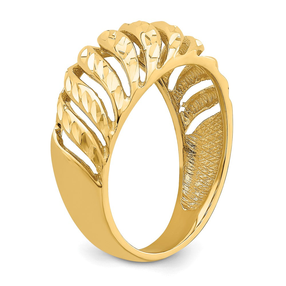 14K Open Slash Diamond-cut Dome Ring Size 7