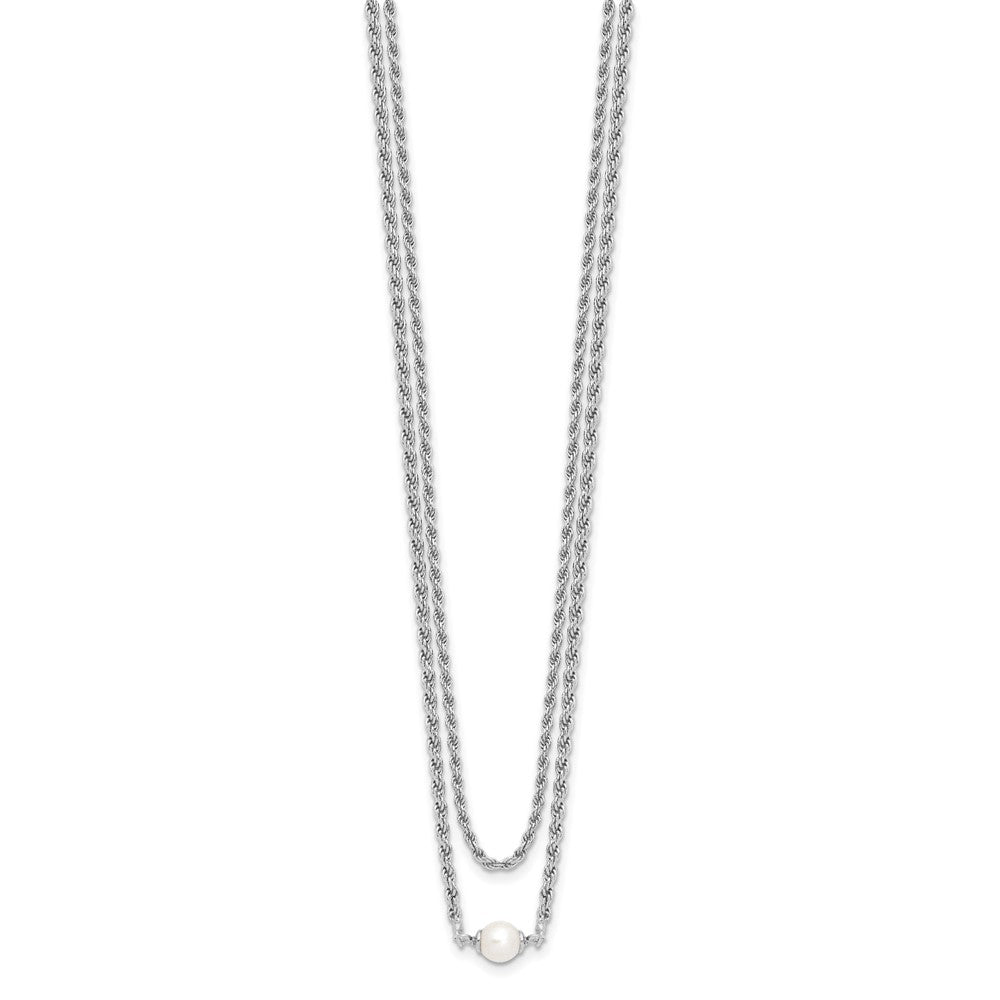 Sterling Silver RH-plt Polish 2-strand FWC Pearl w/2in ext Necklac