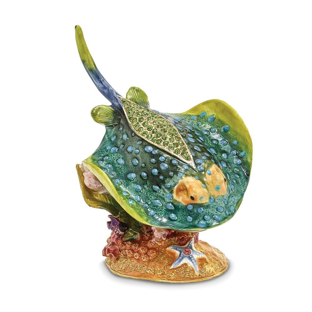 Pewter Enamel Stingray Trinket Box