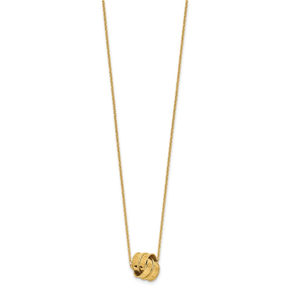 14K Polished and Diamond-cut Fancy Knot with 2in ext. Necklace