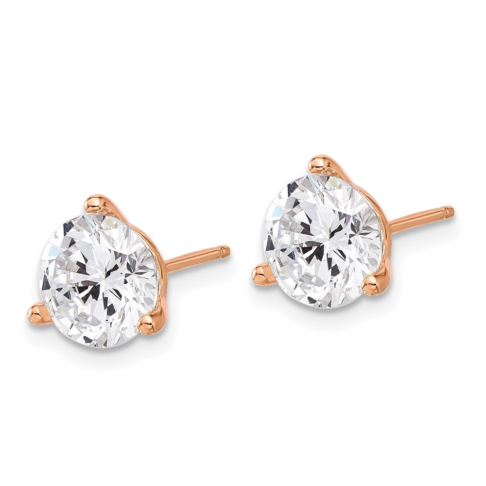 Cheryl M Sterling Silver Rose-tone Brilliant-cut 8mm CZ Stud Post Earrings