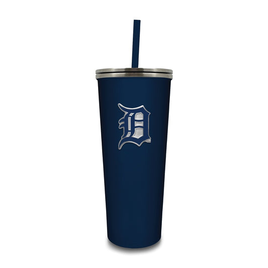 MLB Detroit Tigers Stainless Steel 24 ounce Skinny Tumbler with Emblem and Straw