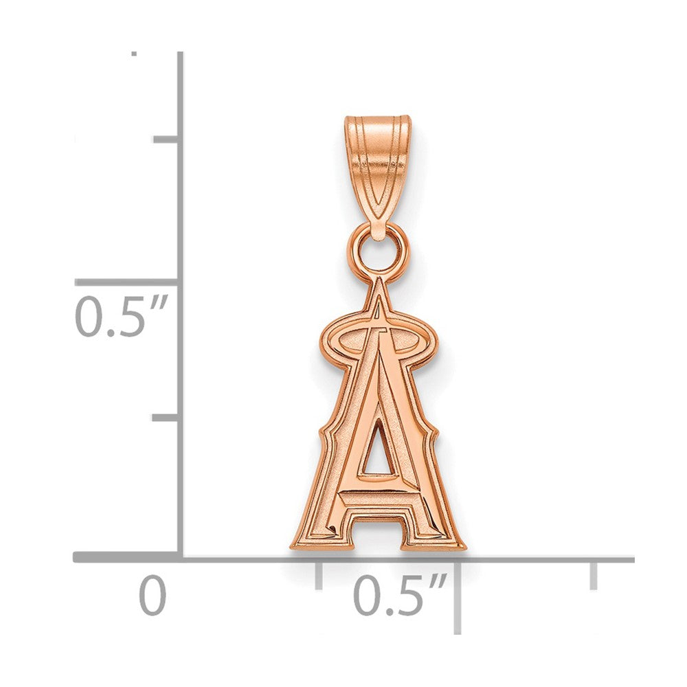 Sterling Silver Rose Gold-plated MLB LogoArt Los Angeles Angels Small Penda