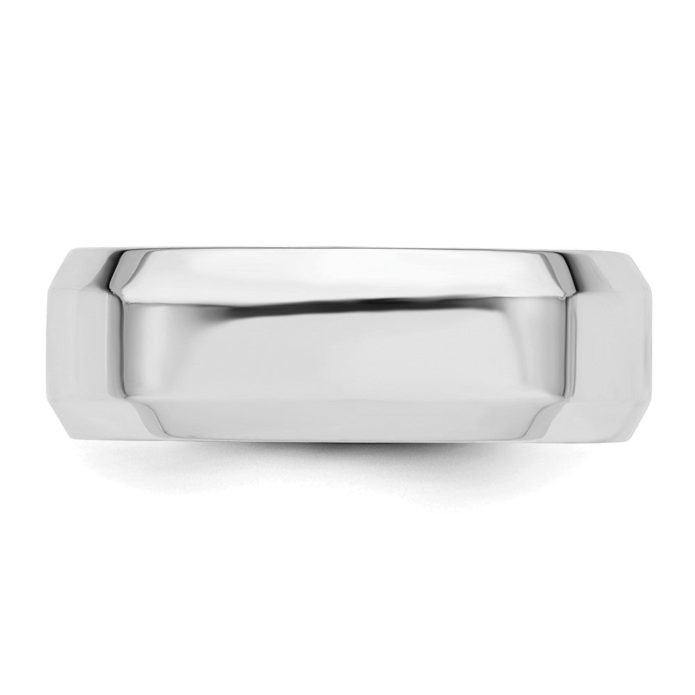 SS Rhodium-plated 7mm Bevel Edge Size 9 Band