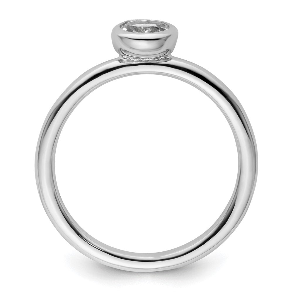 Sterling Silver Stackable Expressions Low 5mm Round White Topaz Ring Size -9