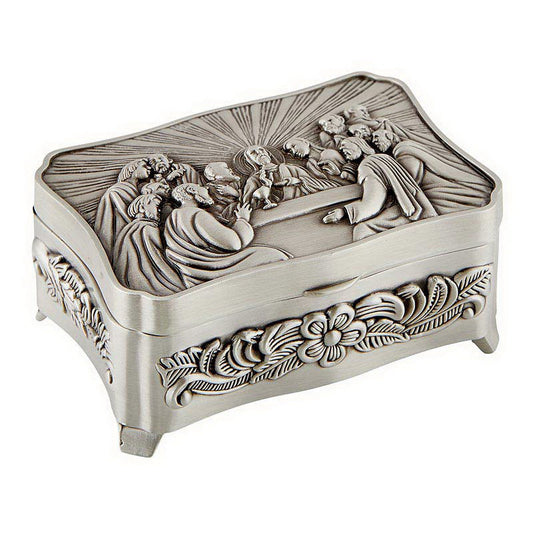 Berkander BK-92 Silver Finish Last Supper Rosary Box