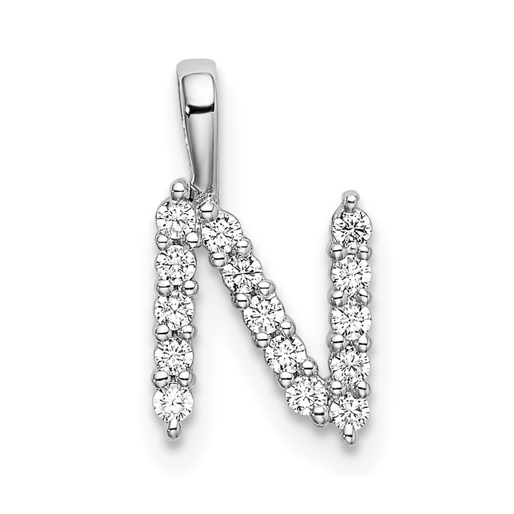 14KW Small Initial N Diamond Pendant