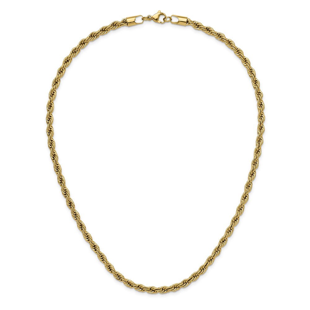 Chisel Stainless Steel Polished Yellow IP-plated 5mm 20 inch Rope Chain
