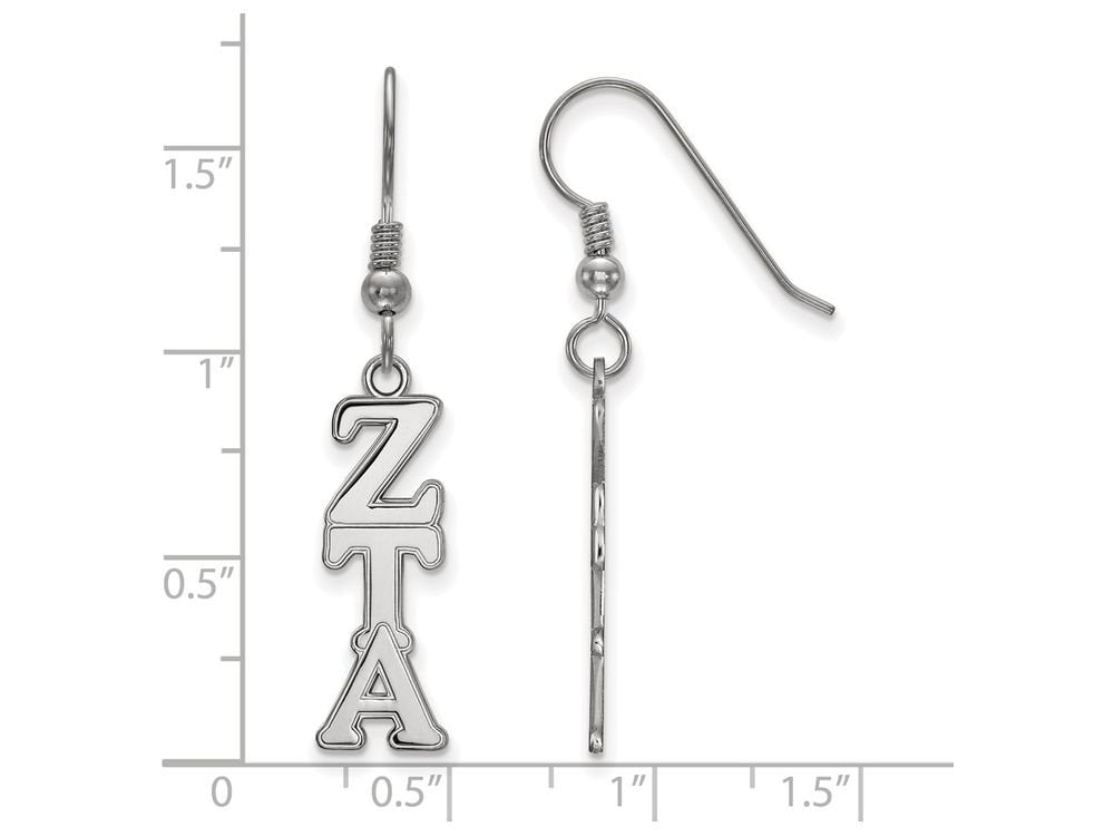 Sterling Silver Official Licensed Greek Sororities Zeta Tau Alpha (ZTA) Dangle Medium Earrings