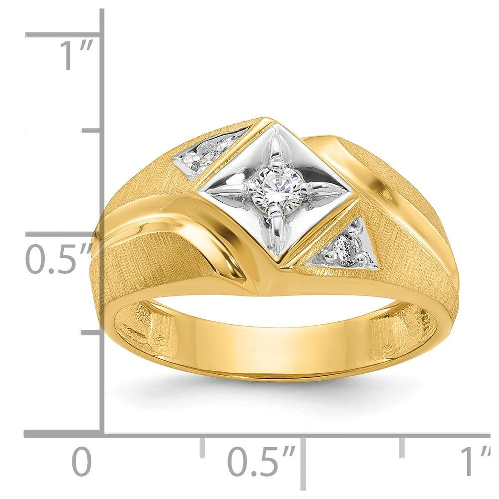 14k with White Rhodium IBGoodman Men's Satin 1/5 carat Diamond Complete Ring