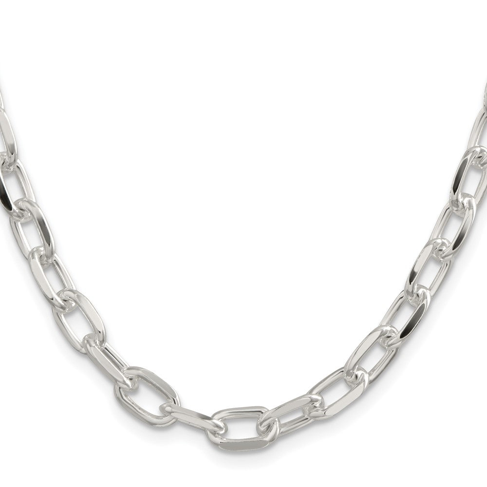 Sterling Silver 7.5mm Diamond-cut Long Link Cable Chain 20 Inches